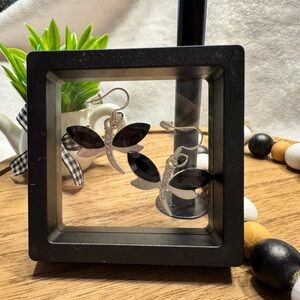 Elegant Black Dragonfly Earrings